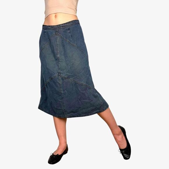 Lightweight denim midi skirt dark wash y2k vintage  - size S/M - Picture 1 of 8